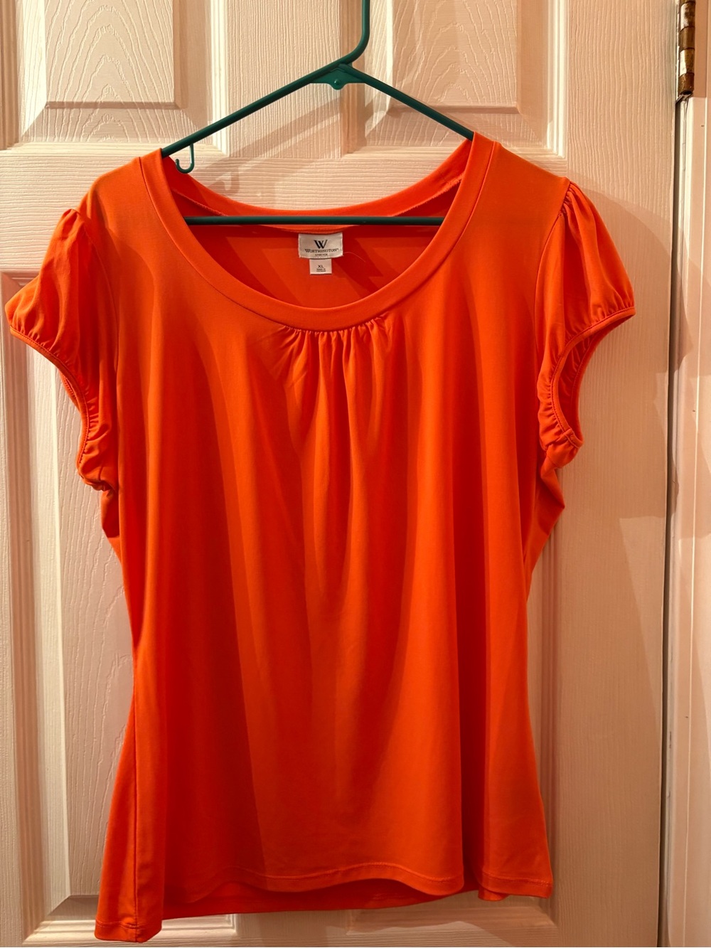 Worthington Bright Orange Short Sleeve Scoop Neck Tee